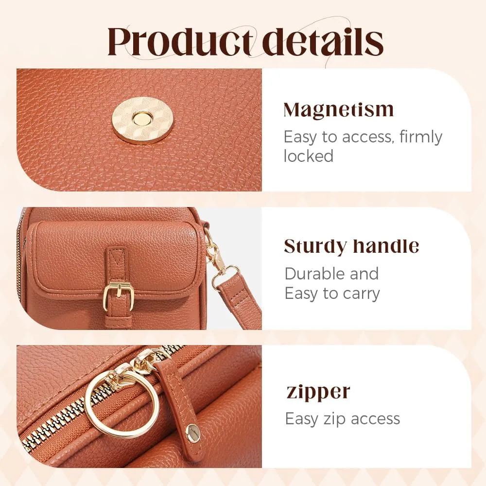 Crossbody Leather Bag, 2025 New Vintage Large Capacity Messenger Bag, Double Layer Leather Small Purse Crossbody Shoulder Bag