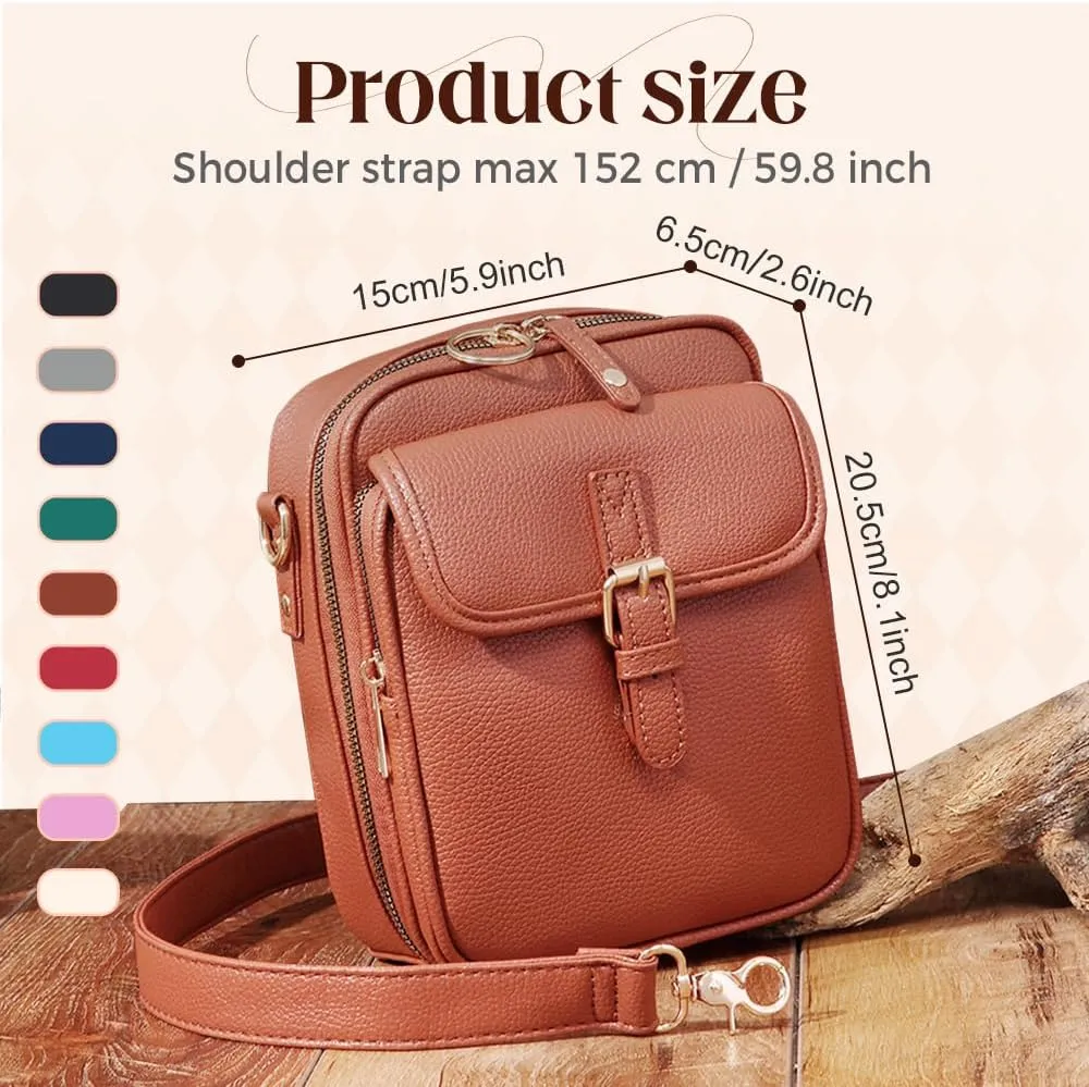 Crossbody Leather Bag, 2025 New Vintage Large Capacity Messenger Bag, Double Layer Leather Small Purse Crossbody Shoulder Bag