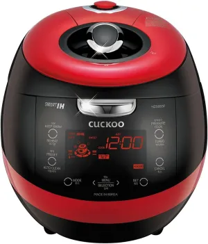 CUCKOO CRP-HZ0683FR | 6-Cup (Uncooked) Induction Heating Pressure Rice Cooker | 13 Menu Options, Auto-Clean, Voice Guide, Made in Korea | Black/Red