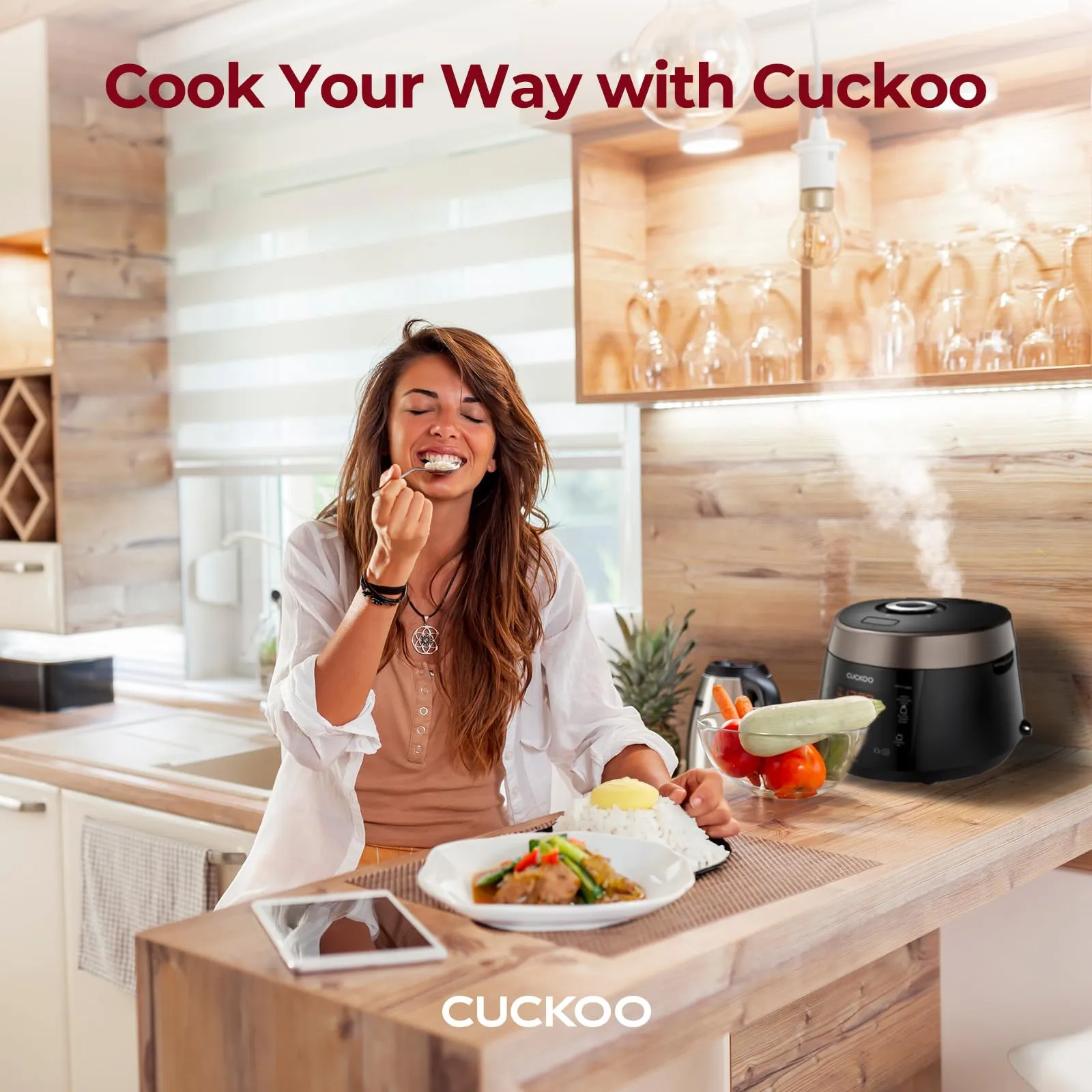 CUCKOO CRP-P1009SB 10-Cup (Uncooked) / 20-Cup (Cooked) Heating Pressure Rice Cooker &amp; Warmer with Nonstick Inner Pot, 13 Menu Modes, Fuzzy Logic Tech, 3 Voice Guide, Auto Clean (Black)