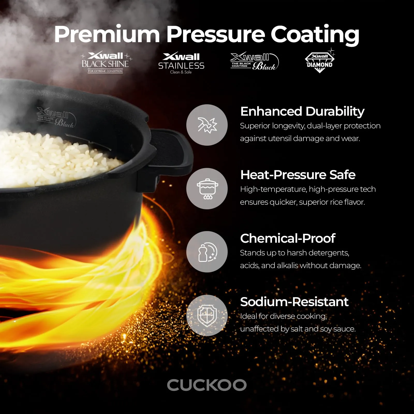 CUCKOO CRP-P1009SB 10-Cup (Uncooked) / 20-Cup (Cooked) Heating Pressure Rice Cooker &amp; Warmer with Nonstick Inner Pot, 13 Menu Modes, Fuzzy Logic Tech, 3 Voice Guide, Auto Clean (Black)