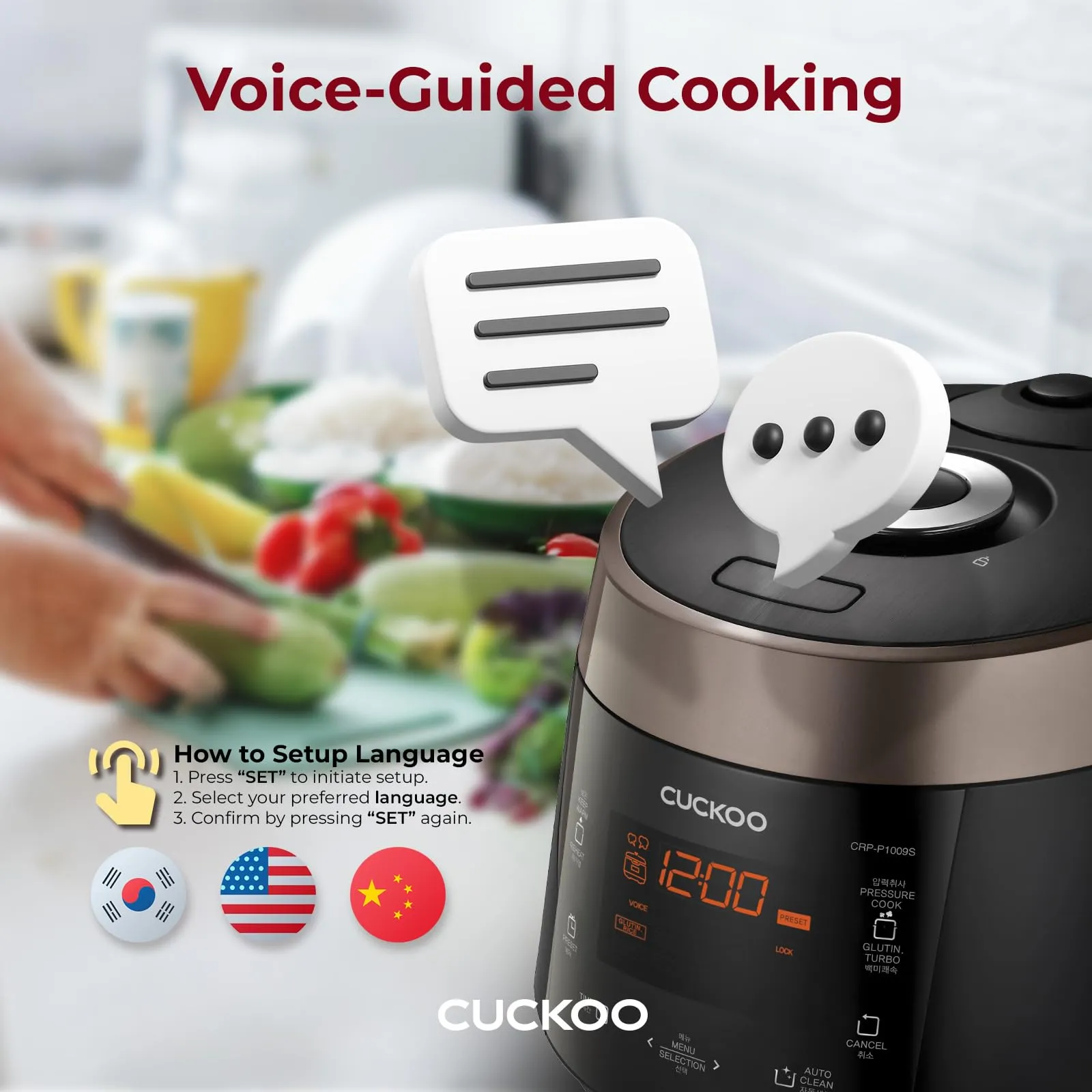 CUCKOO CRP-P1009SB 10-Cup (Uncooked) / 20-Cup (Cooked) Heating Pressure Rice Cooker &amp; Warmer with Nonstick Inner Pot, 13 Menu Modes, Fuzzy Logic Tech, 3 Voice Guide, Auto Clean (Black)