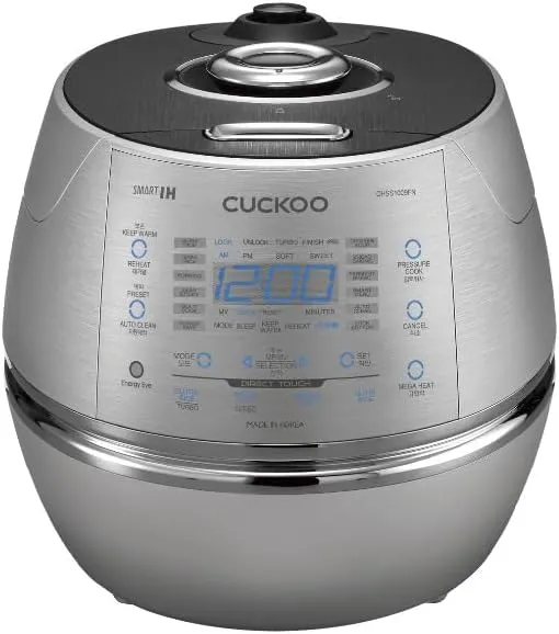 Cuckoo Induction Heating Pressure Rice Cooker with Stainless Steel Inner Pot (10 Cups Uncooked / 20 Cups Cooked) - Certified Refurbished