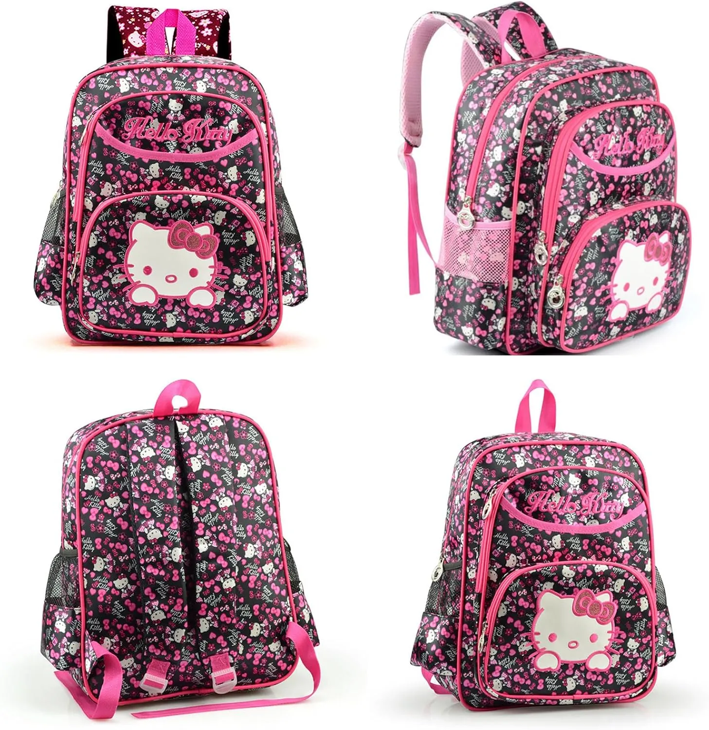 Cute Anime Backpack, 14 Inch Large Capacity Nurse Bag Bookbag, Waterproof Casual Daypack for Travel (black)