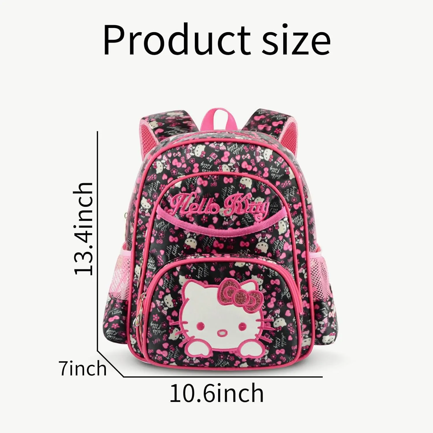 Cute Anime Backpack, 14 Inch Large Capacity Nurse Bag Bookbag, Waterproof Casual Daypack for Travel (black)
