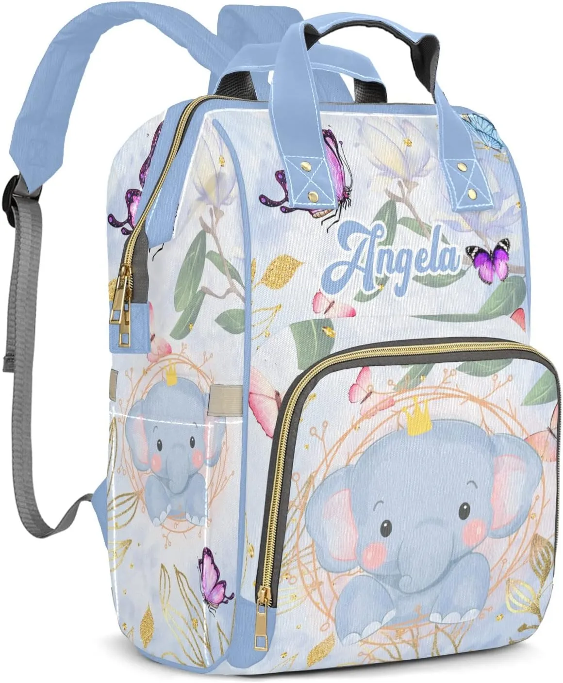 Cute Elephant Mummy Bags Custom Personalized with Name Diaper Bags Backpack Gifts