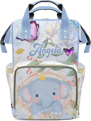 Cute Elephant Mummy Bags Custom Personalized with Name Diaper Bags Backpack Gifts