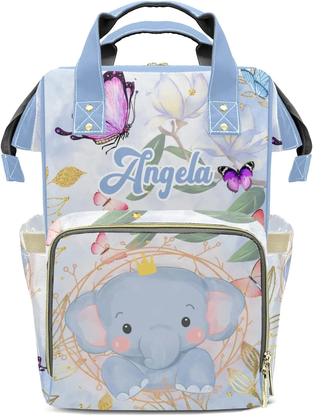 Cute Elephant Mummy Bags Custom Personalized with Name Diaper Bags Backpack Gifts