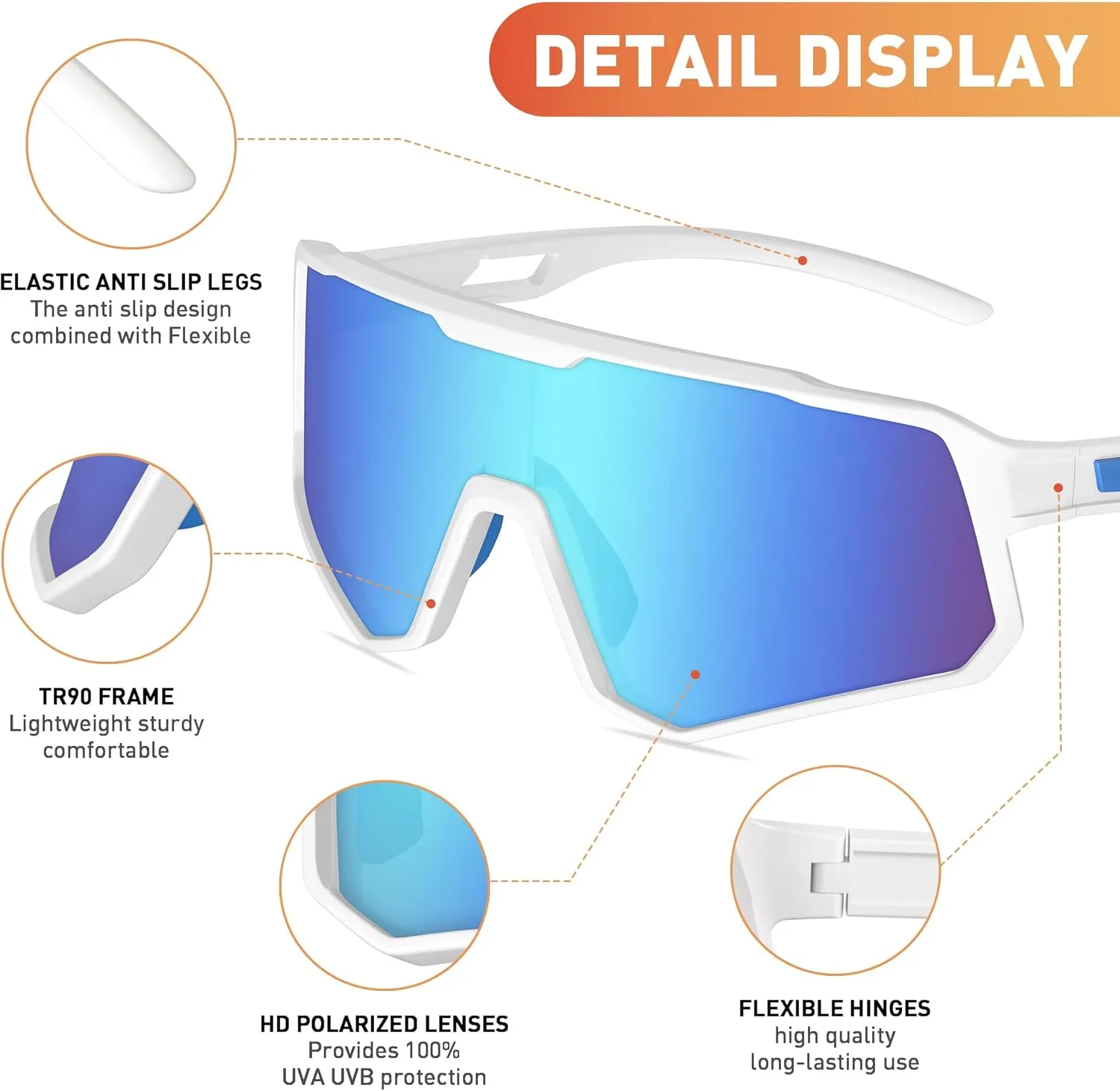 Cycling Sunglasses for Men Women Sports Sunglass Polarized UV Protection for Bicycle Running Baseball Glasses