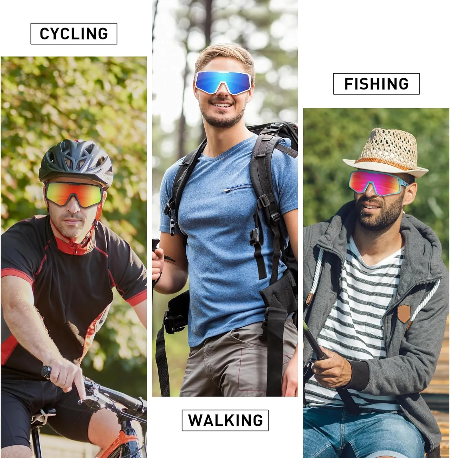 Cycling Sunglasses for Men Women Sports Sunglass Polarized UV Protection for Bicycle Running Baseball Glasses