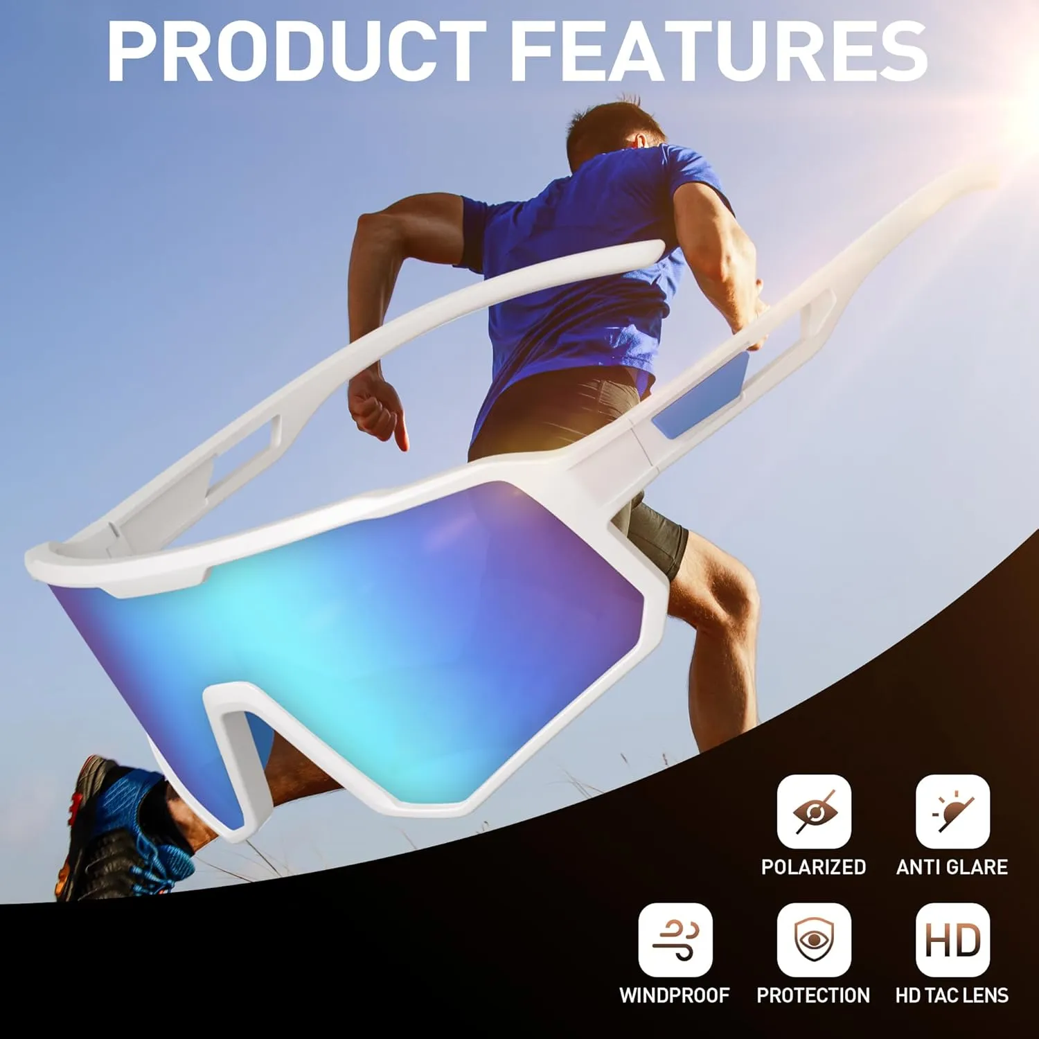 Cycling Sunglasses for Men Women Sports Sunglass Polarized UV Protection for Bicycle Running Baseball Glasses