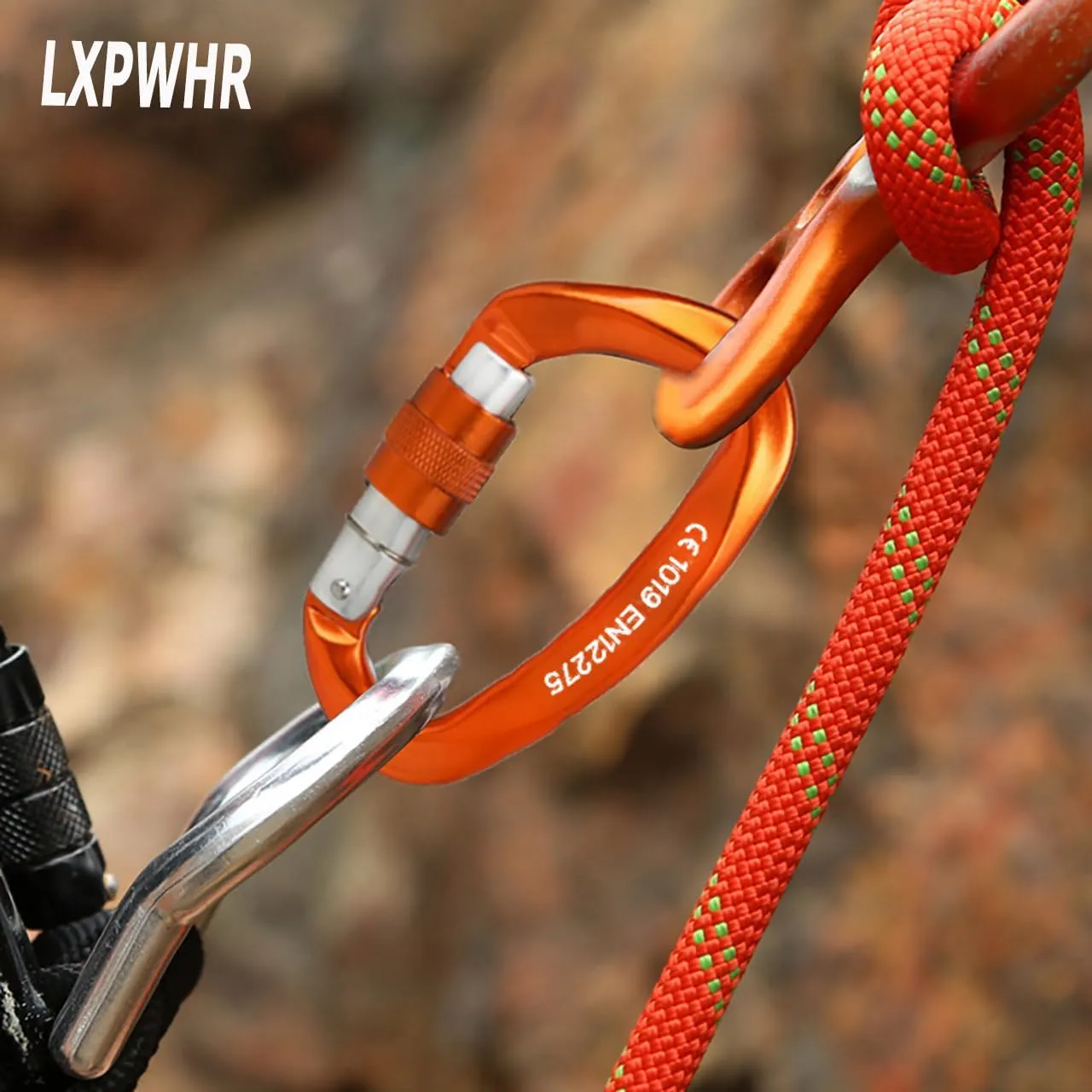 D Shape Carabiner 25KN Heavy Duty Climbing Mountaineer Expanding exploratory Caverns Connection Protection Locking Carabiner Clip Carabiner Screw Lock Hammock Camping Outdoor Equipment