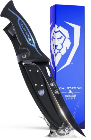 Dalstrong Fillet Knife-Night Shark Series 7”-High Carbon Steel-Titanium Coated Blade-Sharp Kitchen Knife & Outdoors-Polypropylene Handle-w/Sheath-NSF Certified