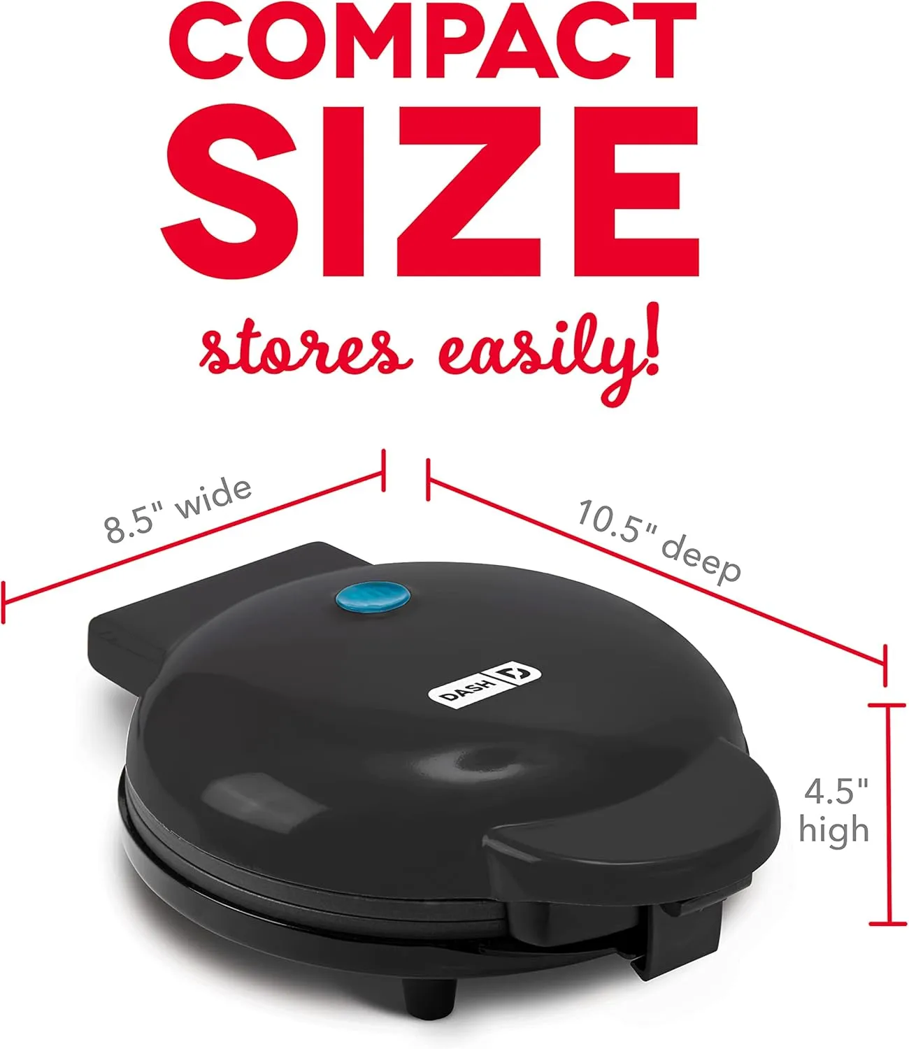 DASH Express 8” Waffle Maker for Waffles, Paninis, Hash Browns   other Breakfast, Lunch, or Snacks, with Easy to Clean, Non-Stick Cooking Surfaces - Black
