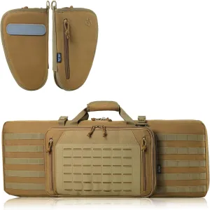 DBTAC Single Padded Pistol Bag Medium (Tan)   Double Rifle Bag 32" (Tan), Lockable Zipper, Durable Material, Compact Design