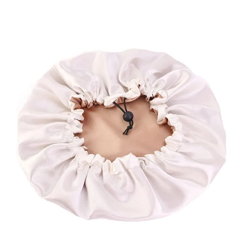 DEPHNARSA 3pcs Extra Large Double Layer Reversible Adjustable Drawstring Satin Cap Sleeping Curly Natural Hair (W Drawsting C SetB)