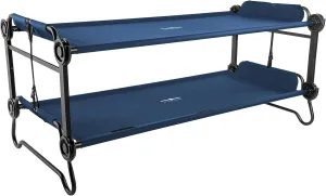 Disc-O-Bed Extra Large Outdoor Convertible 2 Person Bench and Double Camping Cot Portable Bed for Adults, Navy