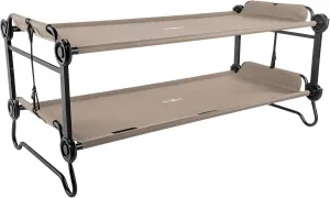 Disc-O-Bed Extra Large Outdoor Convertible 2 Person Bench and Double Camping Cot Portable Bed for Adults, Tan