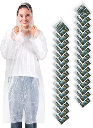 Disposable Rain Poncho for Adults Clear, Lightweight Raincoat, Compact Waterproof Rainwear for Outdoors