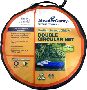 Double Circular Bed Mosquito Net Treated with Insect Shield Permethrin Bug Repellent, Green Bed Net, One Size