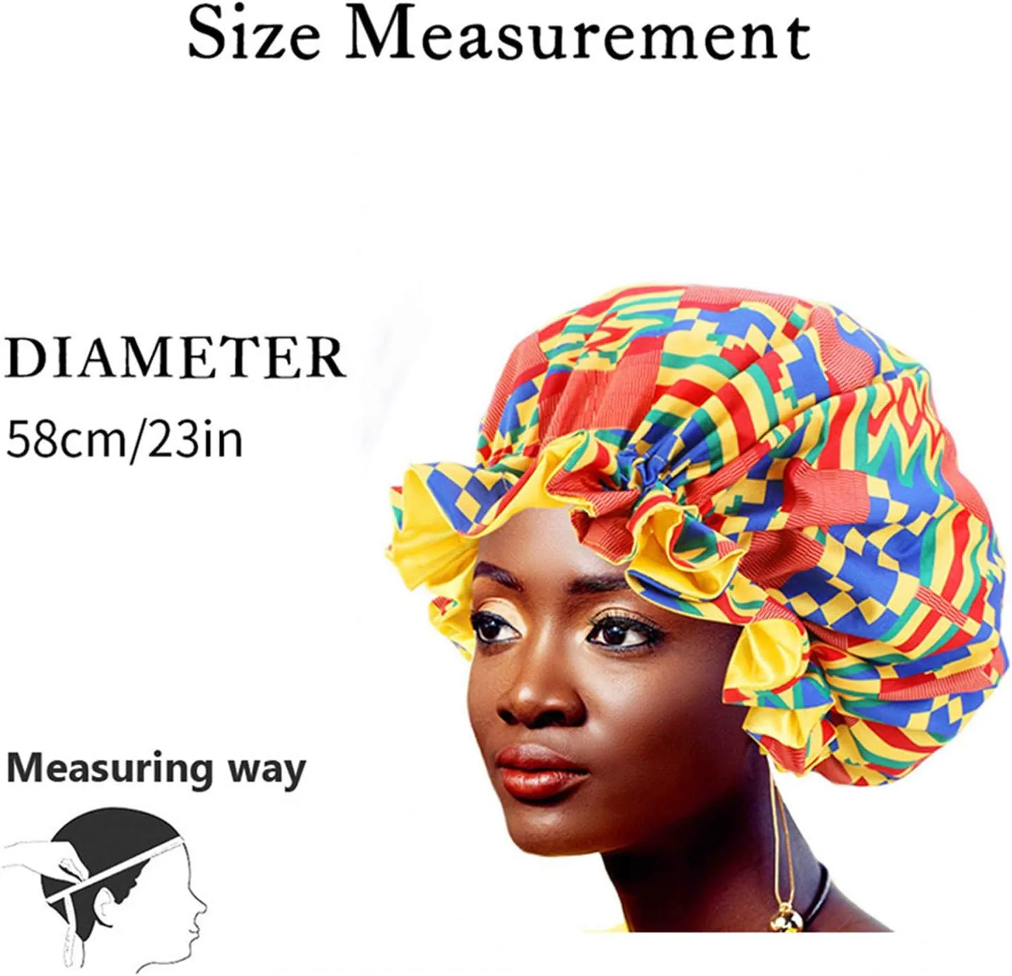 Double-Layer Ruffle Nature Hair Curly Frizzy Hair Care Large Size African Bonnet