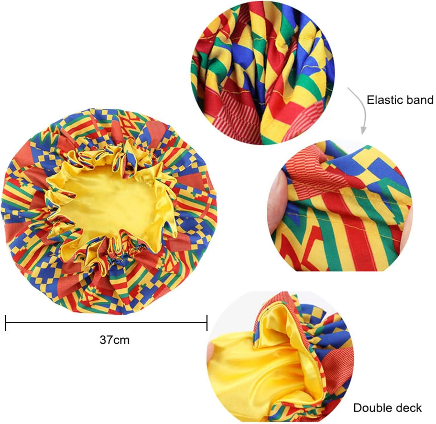 Double-Layer Ruffle Nature Hair Curly Frizzy Hair Care Large Size African Bonnet
