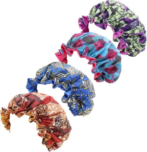 Double-Layer Ruffle Nature Hair Curly Frizzy Hair Care Large Size African Bonnet