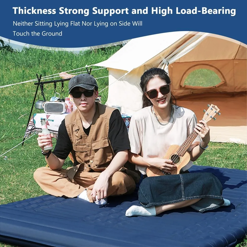 Double Self Inflating Sleeping Pad Camping Bed for Adults with Built-in Foot Pump and Pillows Self-Inflating Portable Camping Bed for Backpacking and Hiking