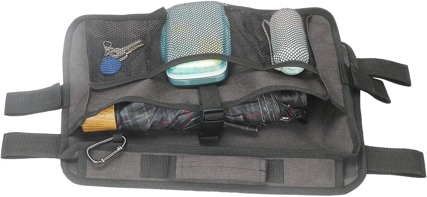 Double Sided Walker Bag Organizer Pouch Tote for Rollator and Folding Walker (Black)