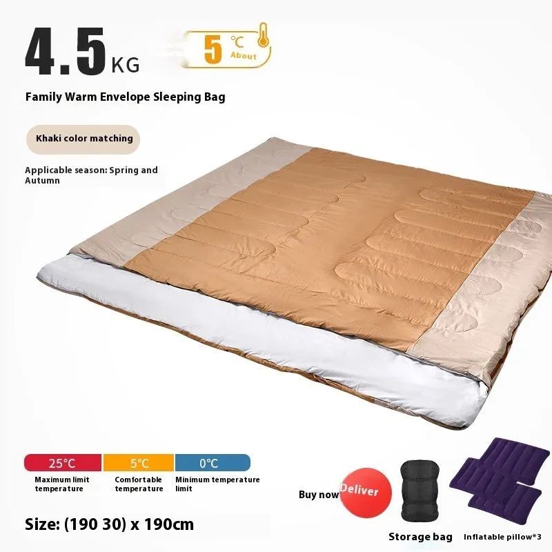 Double Sleeping Bag Adult Outdoor Camping Thickened Warm-keeping And Cold-proof Quilt Dual-use