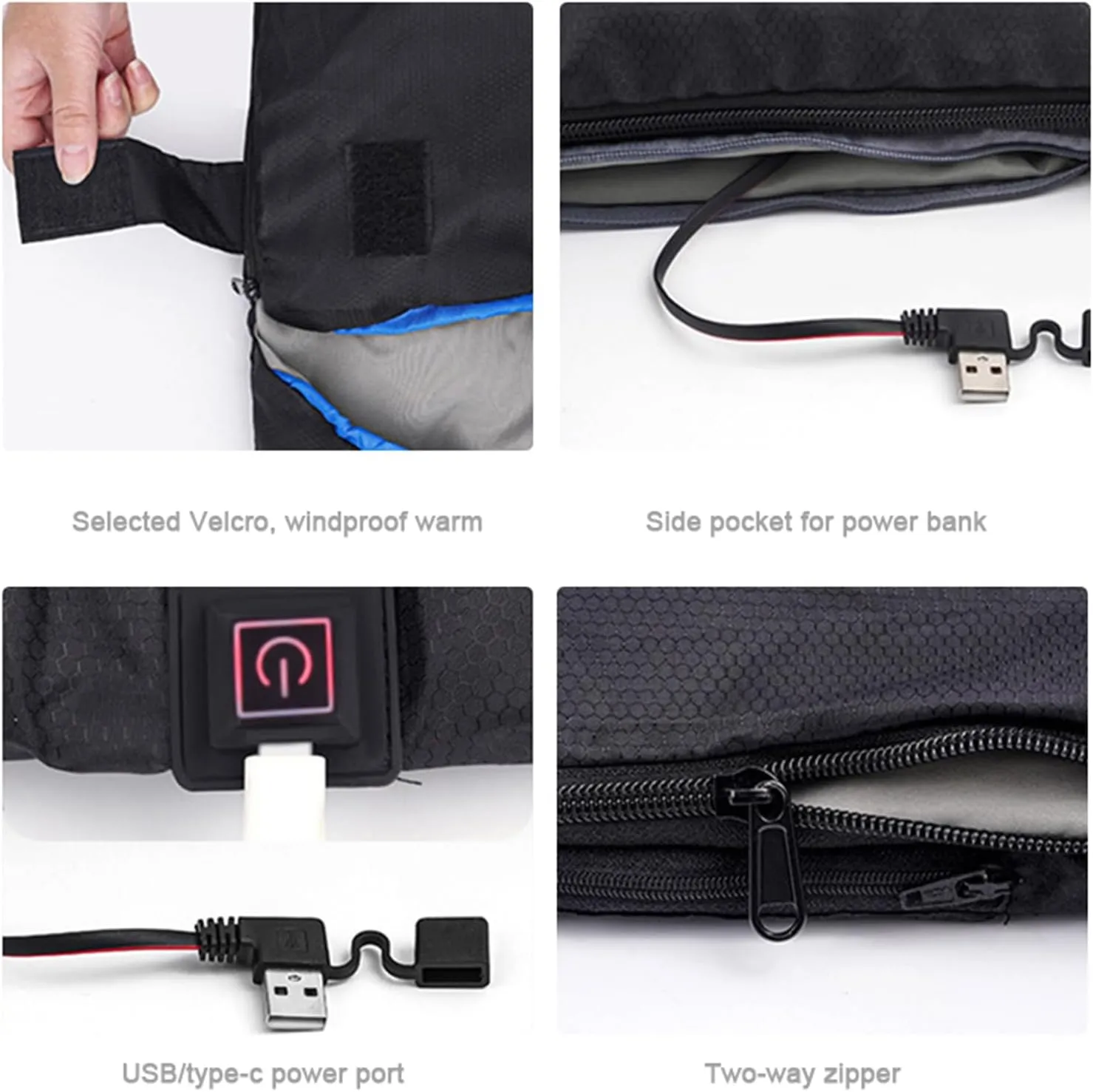 Double Sleeping Bag, USB Heated, 3-Season Electric Sleeping Bag for 2 Persons, Ideal for Camping, Hiking, and Backpacking Adventures, Cold Weather Comfort