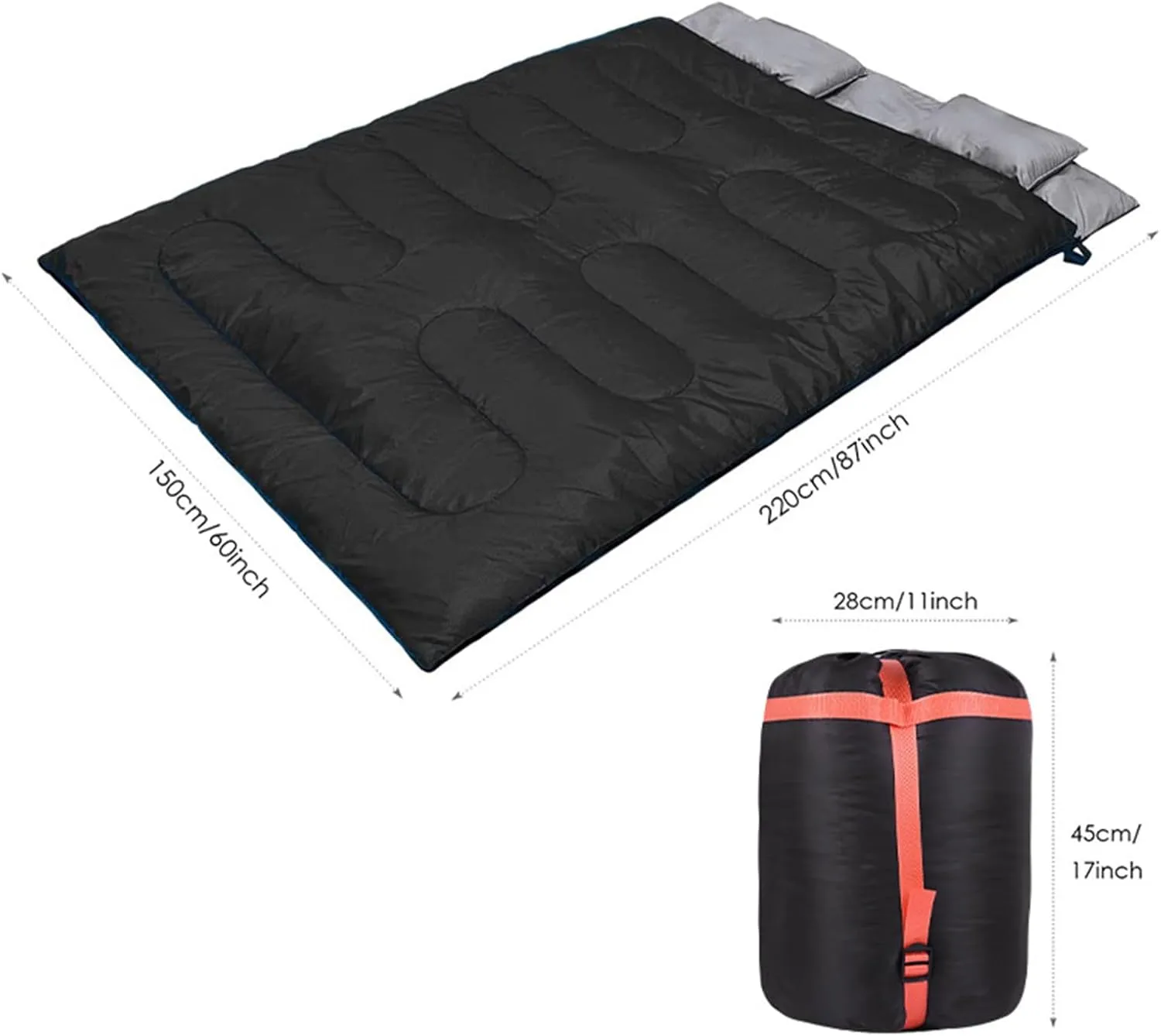 Double Sleeping Bag, USB Heated, 3-Season Electric Sleeping Bag for 2 Persons, Ideal for Camping, Hiking, and Backpacking Adventures, Cold Weather Comfort