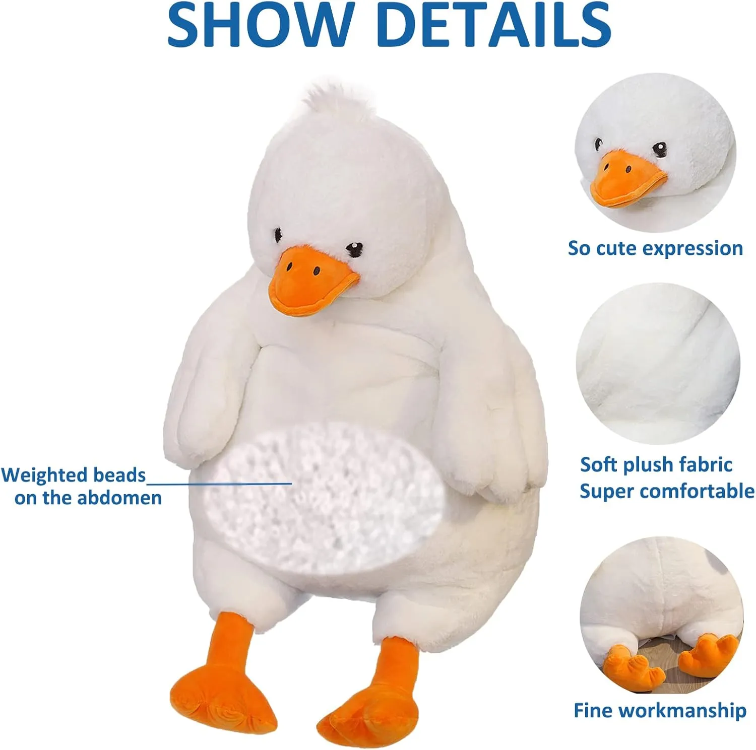 Duck Weighted Stuffed Animals, 21.5" 5.2 lbs Weighted Duck Plush Toy Large Weighted Plush Animal Pillow Gifts for Boys and Girls