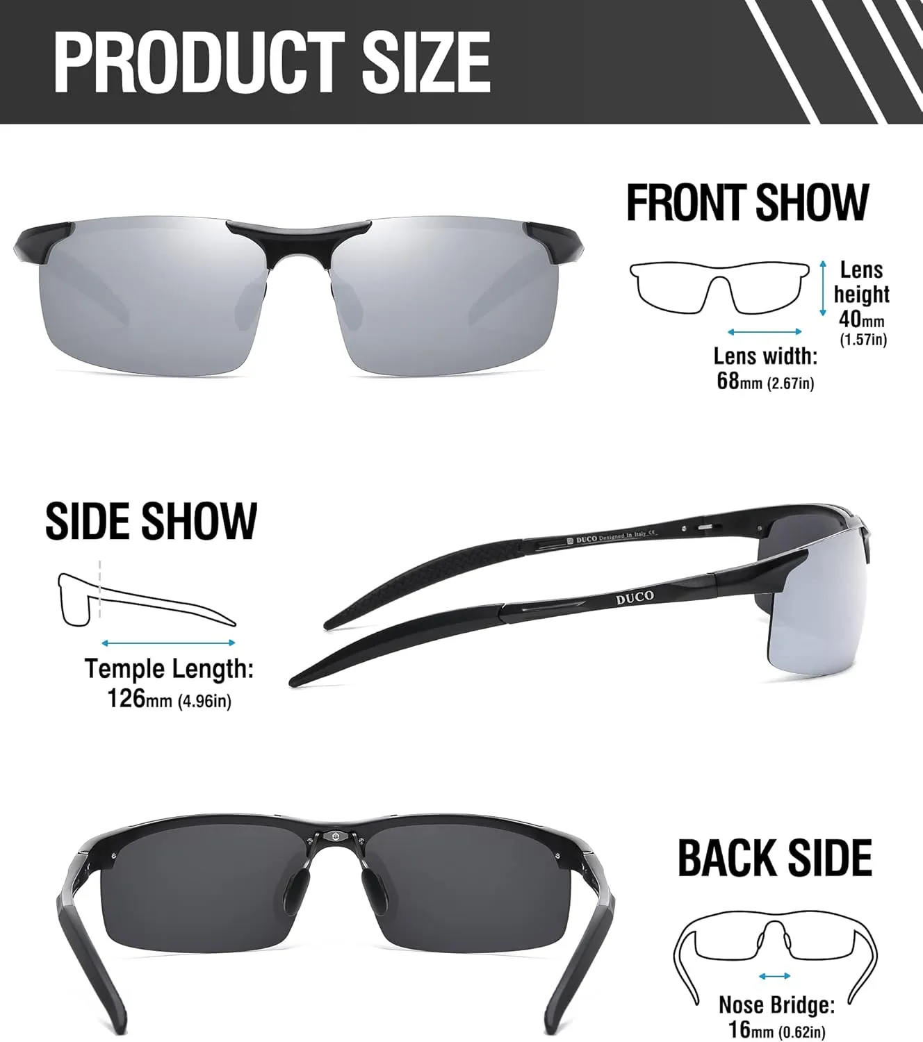 DUCO Mens Sports Polarized Sunglasses UV Protection Sunglasses for Men 8177s