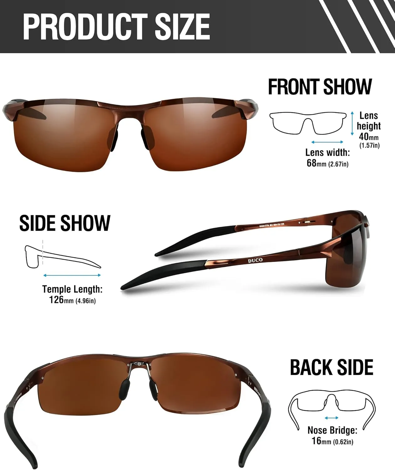 DUCO Mens Sports Polarized Sunglasses UV Protection Sunglasses for Men 8177s