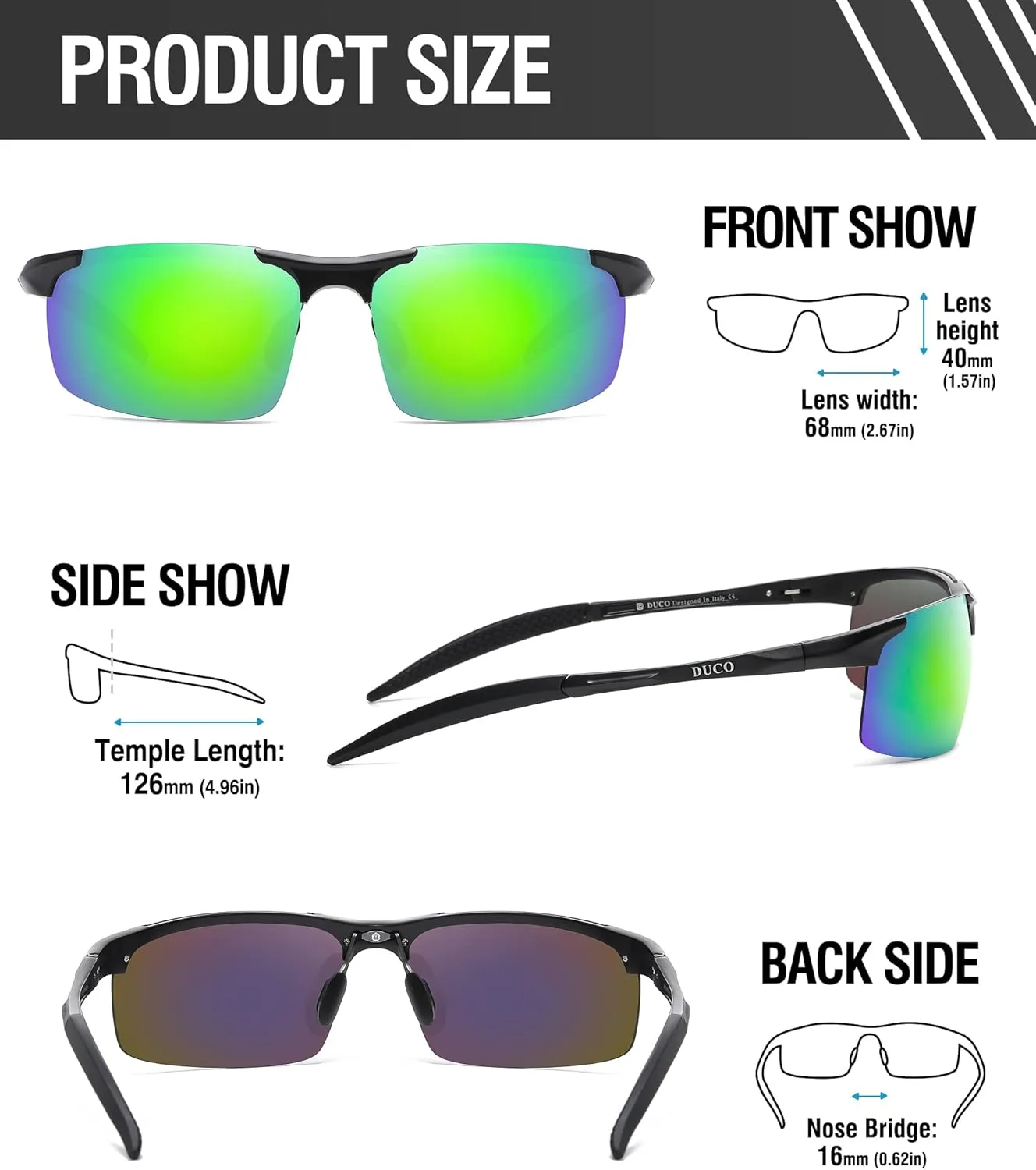 DUCO Mens Sports Polarized Sunglasses UV Protection Sunglasses for Men 8177s