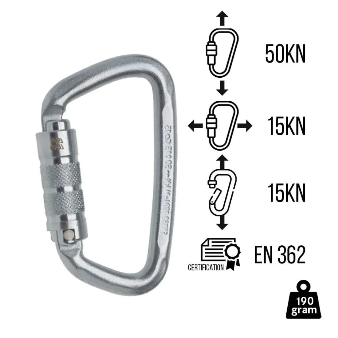 EDELRID STEEL D TWIST SILVER CARABINER