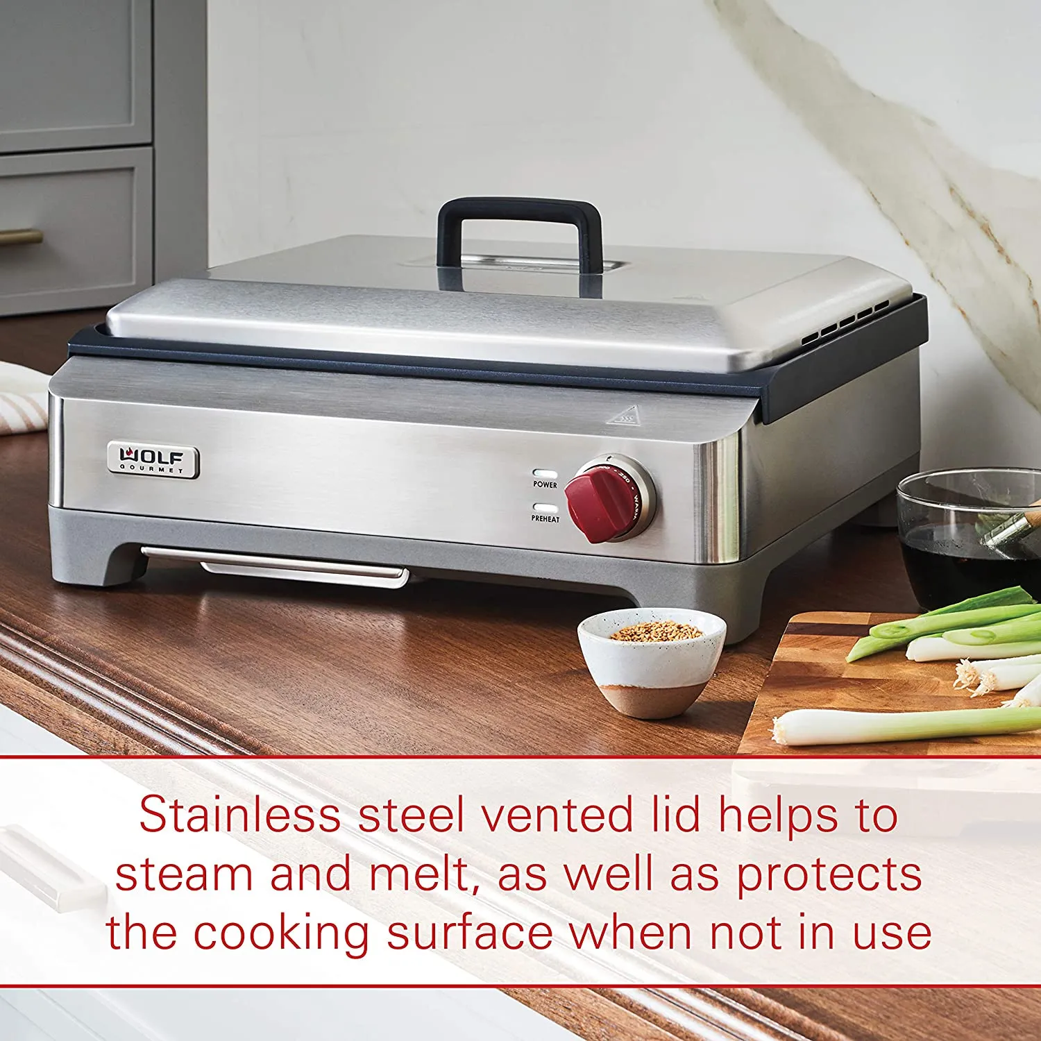 Electric Griddle, Indoor Grill, 200 sq. in, Advanced Temperature Control, Stainless Steel