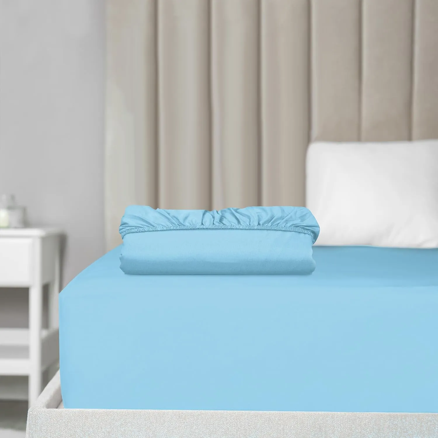 Elegant Comfort Super Soft 1-Piece Single Extra Deep Pocket 1500 Premium Hotel Quality Microfiber Fitted Sheet for High Mattress up to 21" inch with Double Sided Smart Pockets, King, Aqua