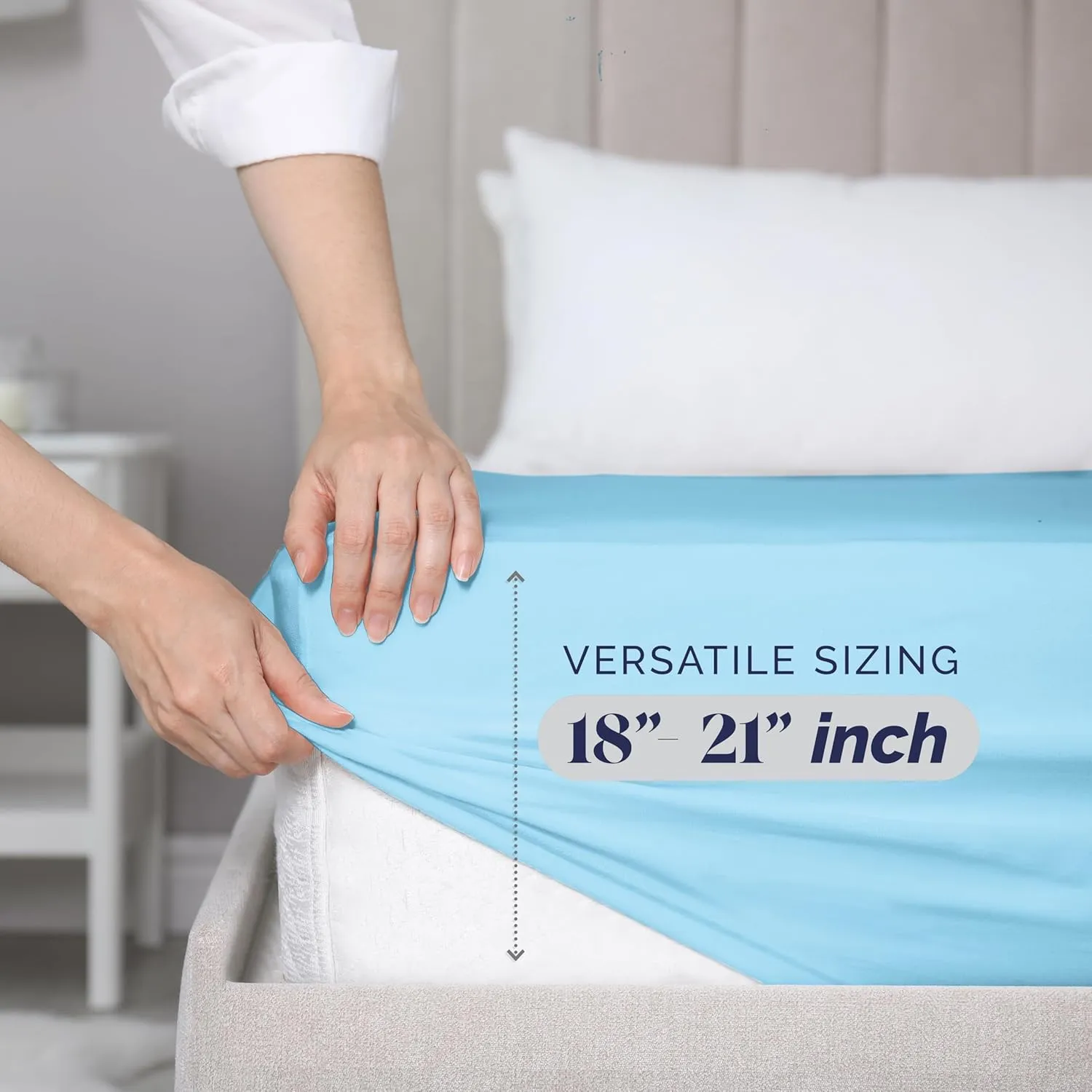 Elegant Comfort Super Soft 1-Piece Single Extra Deep Pocket 1500 Premium Hotel Quality Microfiber Fitted Sheet for High Mattress up to 21" inch with Double Sided Smart Pockets, King, Aqua
