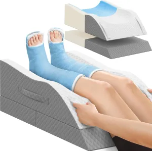 Elevation Pillows for Leg After Surgery, Memory Foam Adjustable Wedge Pillow for Injury or Rest, Ankle Pillow for Sleeping Blood Circulation Grey/Double Leg