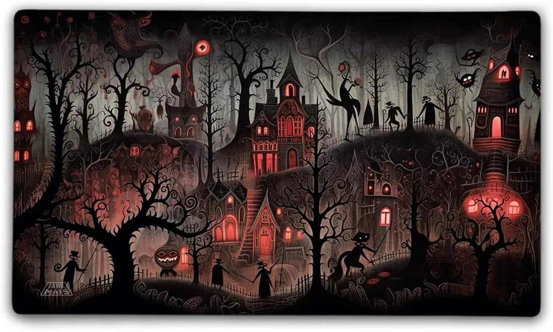 Elm Street Gaming TCG Playmat with Carry Bag, 14x24, 3mm Double Stitched Edge, Cloth Top, Neoprene Rubber Base, USA Made, only from Jank Mats!