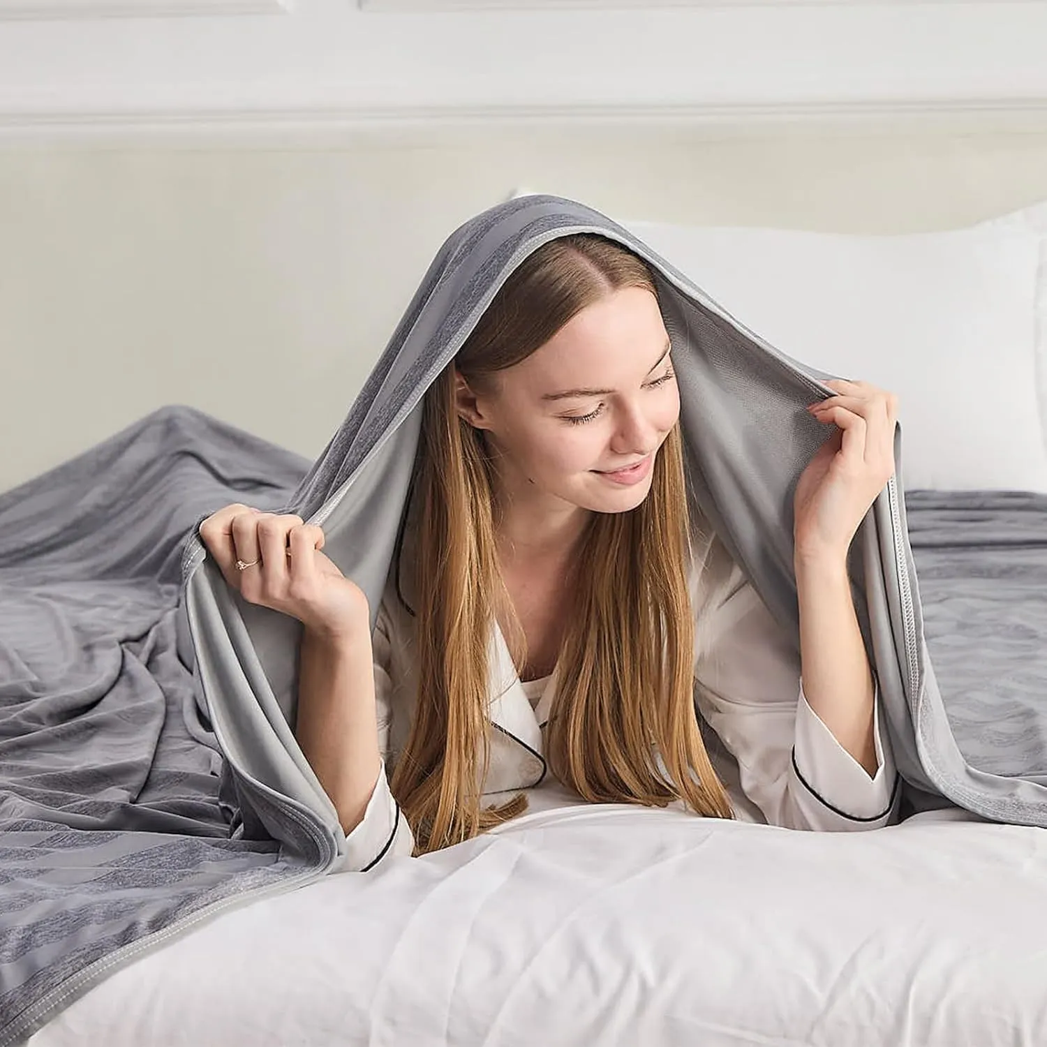 EMME Cooling Blankets for Hot Sleepers, Summer Blanket Full Size Bed, Thin Lightweight Throw Blanket Twin for Couch, Double-Sided Keep Body Cool, Grey Cold Sheet Night Sweats
