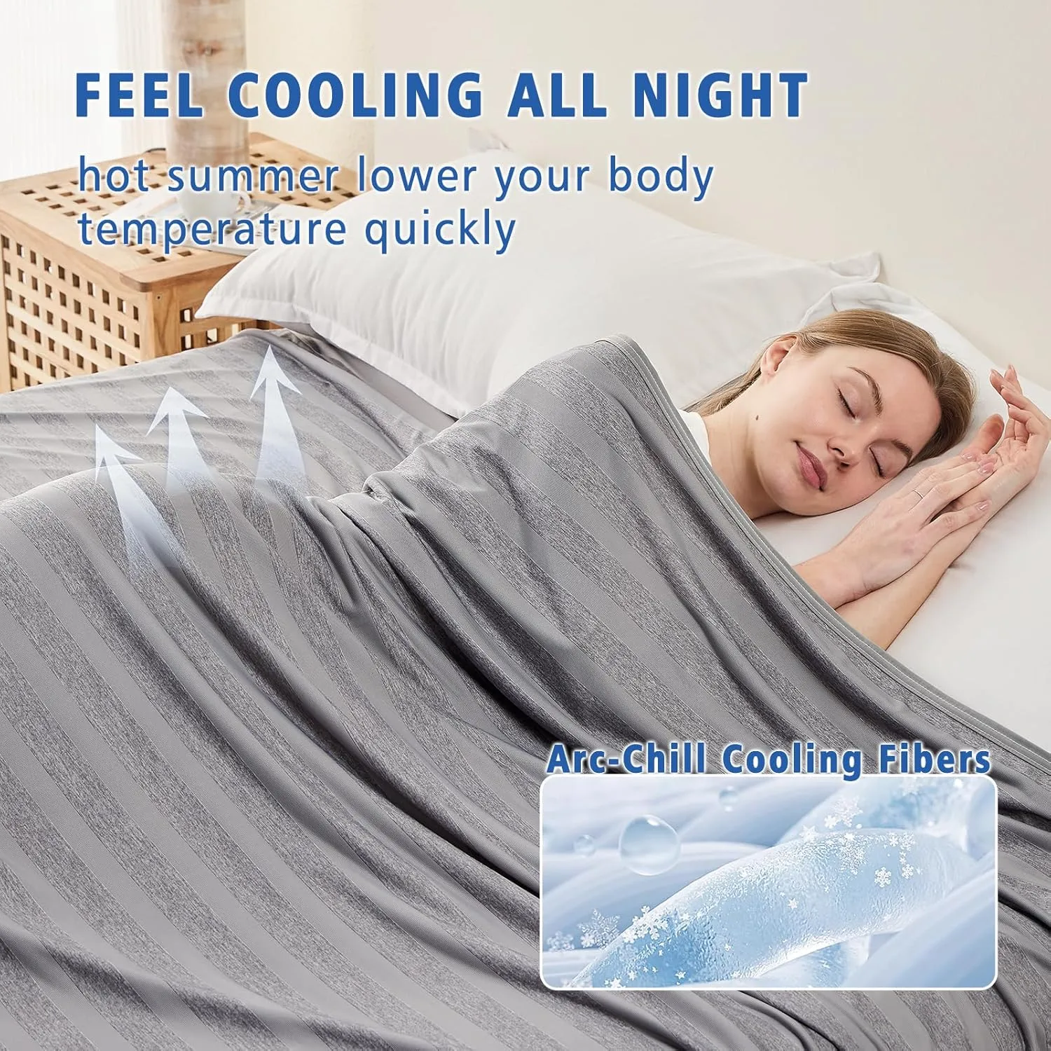 EMME Cooling Blankets for Hot Sleepers, Summer Blanket Full Size Bed, Thin Lightweight Throw Blanket Twin for Couch, Double-Sided Keep Body Cool, Grey Cold Sheet Night Sweats