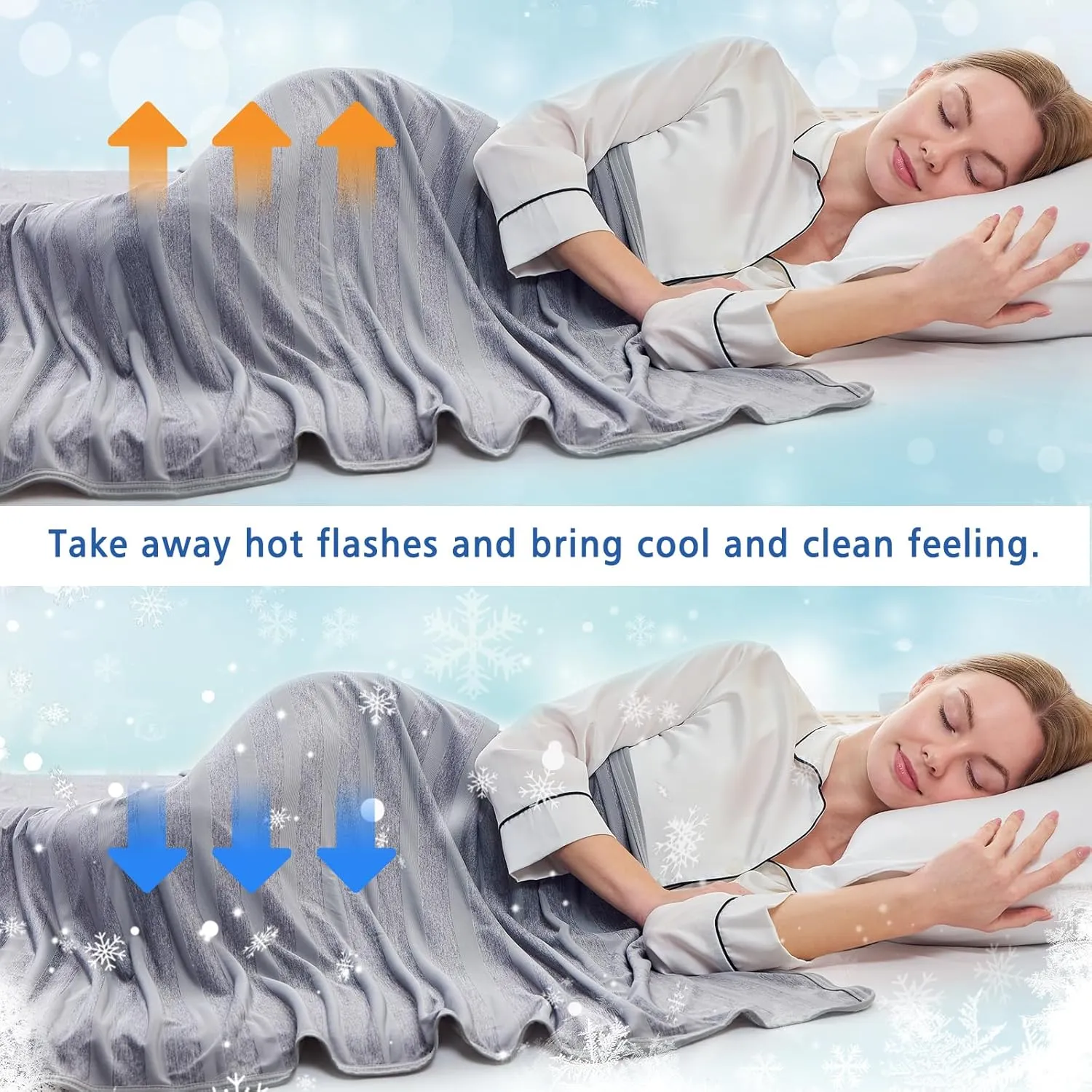 EMME Cooling Blankets for Hot Sleepers, Summer Blanket Full Size Bed, Thin Lightweight Throw Blanket Twin for Couch, Double-Sided Keep Body Cool, Grey Cold Sheet Night Sweats