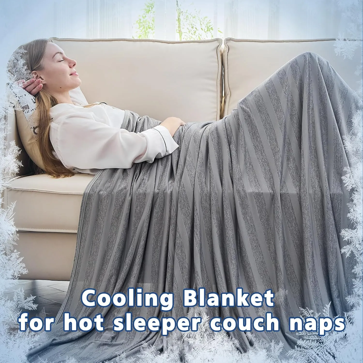 EMME Cooling Blankets for Hot Sleepers, Summer Blanket Full Size Bed, Thin Lightweight Throw Blanket Twin for Couch, Double-Sided Keep Body Cool, Grey Cold Sheet Night Sweats