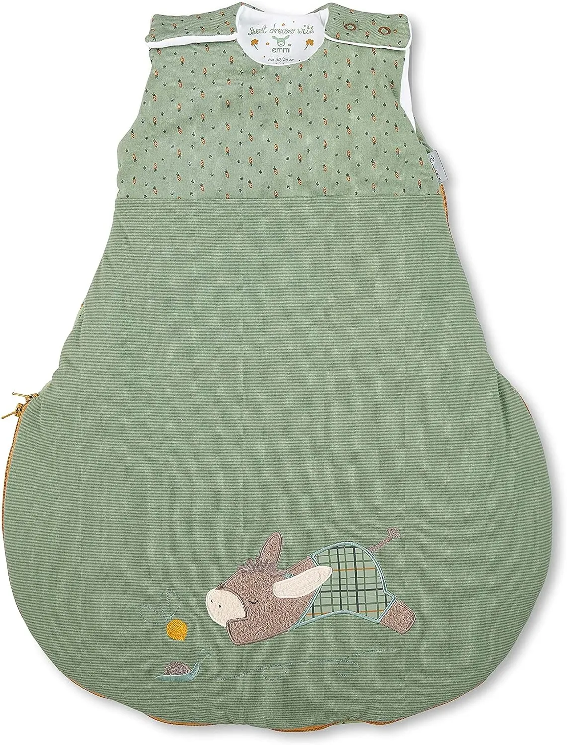 Emmilius Baby Sleeping Bag, Medium Green, with Appliques, Zip and Buttons, TOG 3.50, Size 50/56