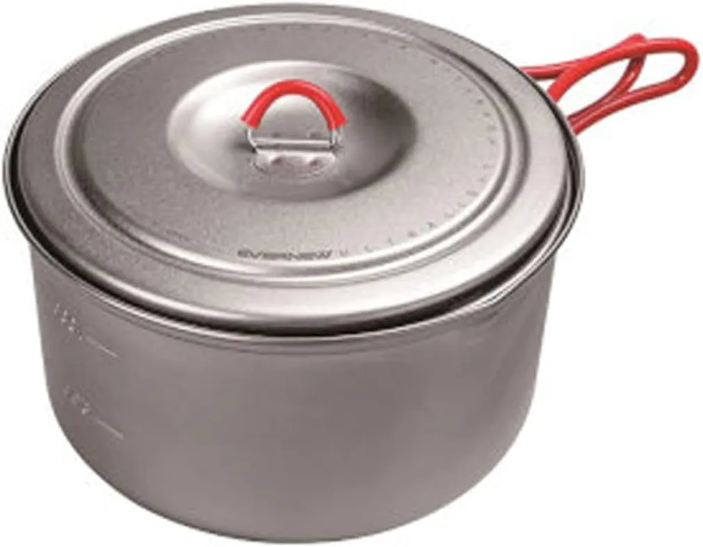 Evernew Titanium Lightweight Camping Pot w/Folding Handle, 1300