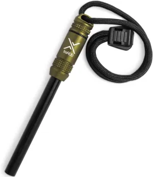 Exotac fireROD Ferrocerium Firestarter with Replaceable 5/16 in. Diameter Waterproof Ferro Rod Striker and Tinder Capsule Compartment with Included quickLIGHT Tabs, Works with Most Bushcrafting Knives