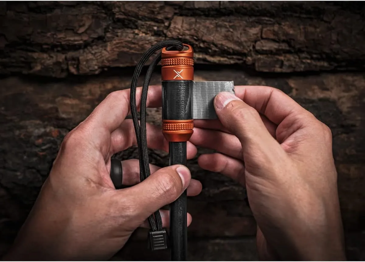 Exotac fireROD XL Ferrocerium Firestarter with Replaceable 1/2 in. Diameter Waterproof Ferro Rod Striker, Heavy-Duty Flammable Repair Tape, and Tinder Capsule Compartment with Included quickLIGHT Tabs